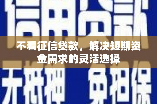 定安不看征信贷款，解决短期资金需求的灵活选择