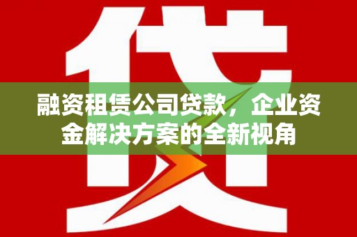 定安融资租赁公司贷款，企业资金解决方案的全新视角