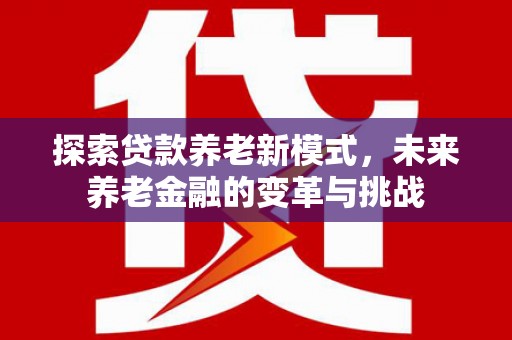 定安探索贷款养老新模式，未来养老金融的变革与挑战