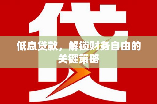 定安低息贷款，解锁财务自由的关键策略
