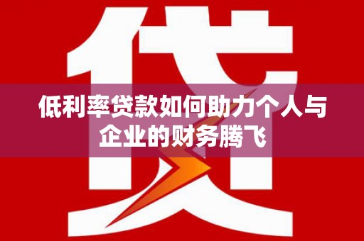 定安低利率贷款如何助力个人与企业的财务腾飞