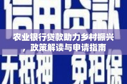 定安农业银行贷款助力乡村振兴，政策解读与申请指南